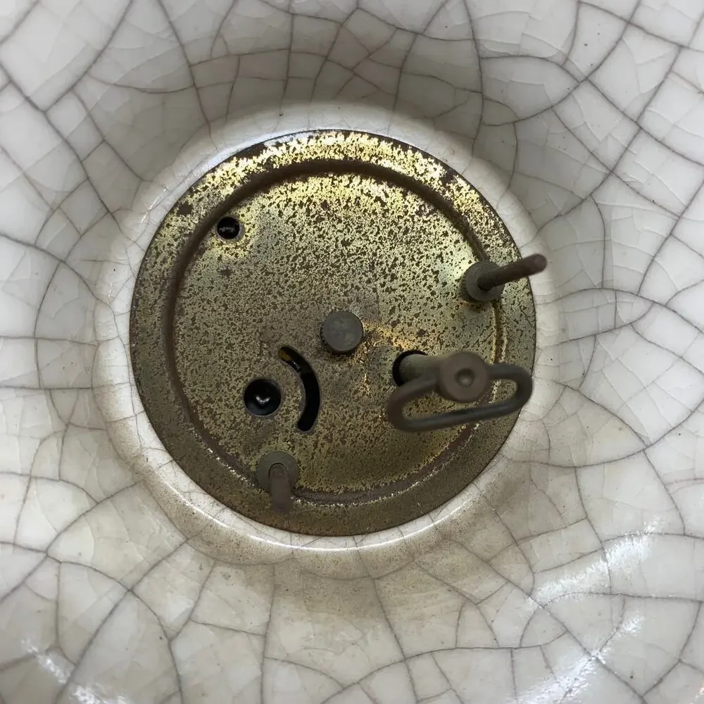 Vintage Art Deco Style Mantel Clock Ceramic Gold Crazed Glaze Parts Repair